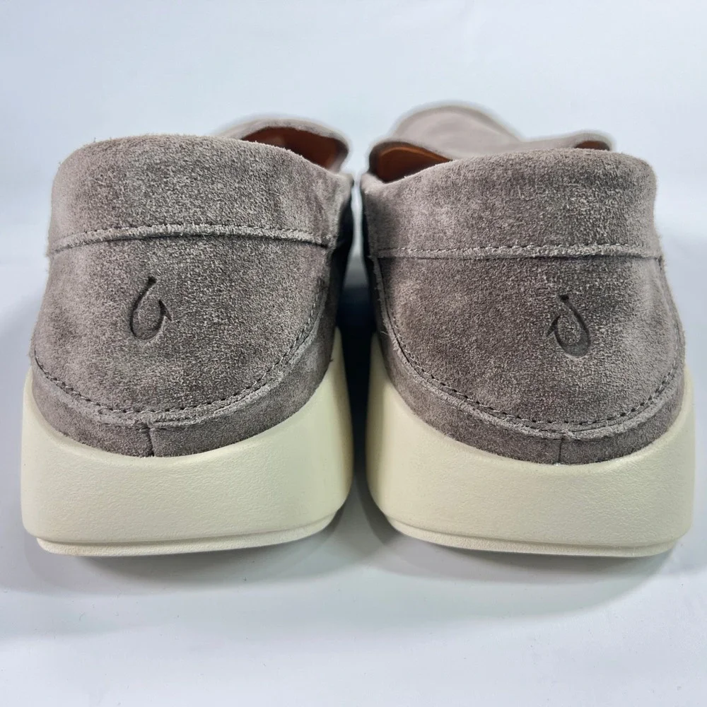 OluKai Ka'a Loafer Men's 11 Fog Gray Suede Slip‎ On Shoes Coastal Casual Comfort
